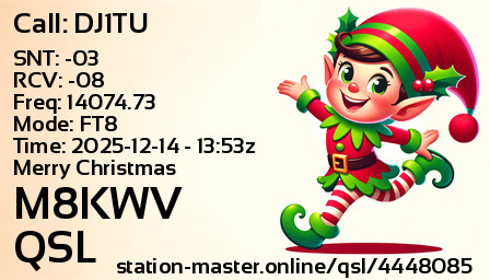 QSL Card for M8KWV QSO with DJ1TU