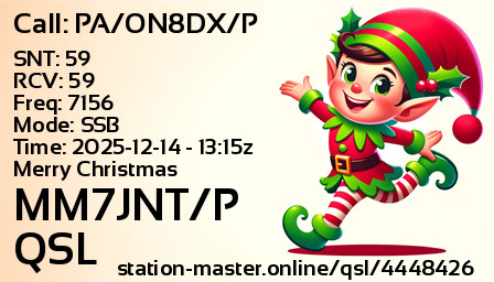 QSL Card for MM7JNT/P QSO with PA/ON8DX/P