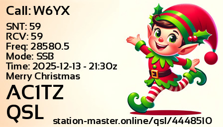 QSL Card for AC1TZ QSO with W6YX