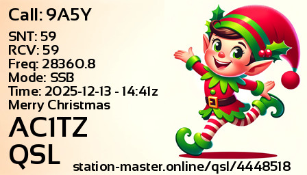 QSL Card for AC1TZ QSO with 9A5Y