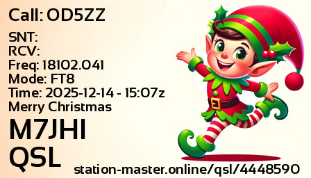 QSL Card for M7JHI QSO with OD5ZZ