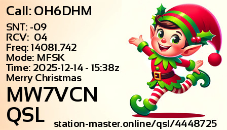 QSL Card for MW7VCN QSO with OH6DHM