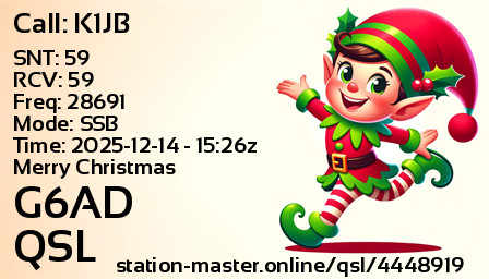 QSL Card for G6AD QSO with K1JB