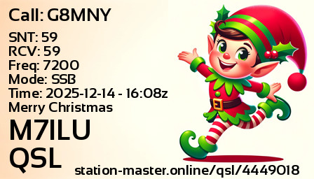 QSL Card for M7ILU QSO with G8MNY