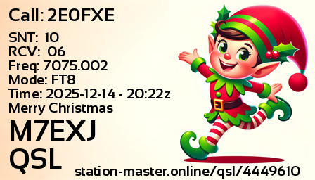 QSL Card for M7EXJ QSO with 2E0FXE