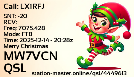 QSL Card for MW7VCN QSO with LX1RFJ