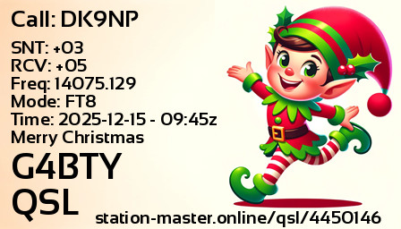 QSL Card for G4BTY QSO with DK9NP
