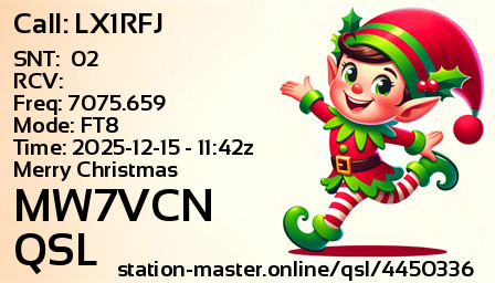 QSL Card for MW7VCN QSO with LX1RFJ