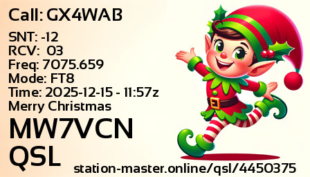 QSL Card for MW7VCN QSO with GX4WAB