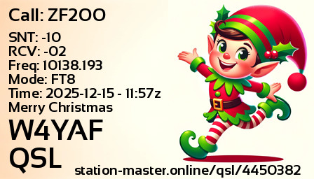 QSL Card for W4YAF QSO with ZF2OO
