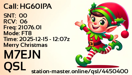 QSL Card for M7EJN QSO with HG60IPA