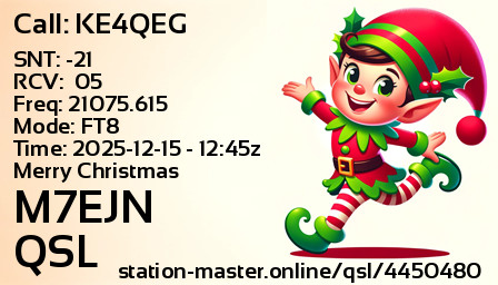 QSL Card for M7EJN QSO with KE4QEG