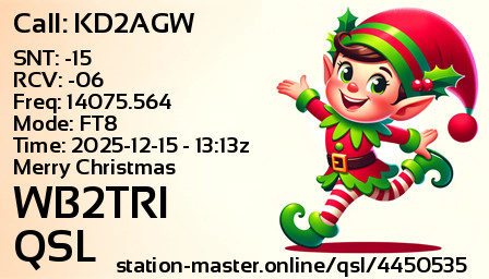 QSL Card for WB2TRI QSO with KD2AGW