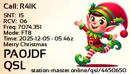 QSL Card for PA0JDF QSO with R4IK