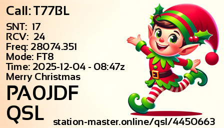 QSL Card for PA0JDF QSO with T77BL