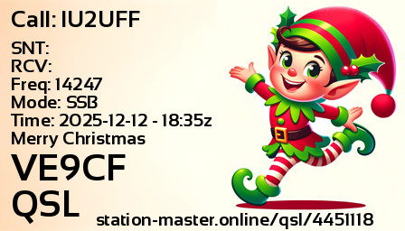 QSL Card for VE9CF QSO with IU2UFF