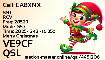 QSL Card for VE9CF QSO with EA8XNX