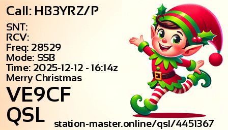 QSL Card for VE9CF QSO with HB3YRZ/P