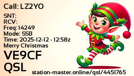 QSL Card for VE9CF QSO with LZ2YO