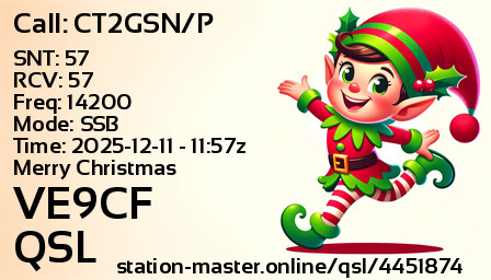 QSL Card for VE9CF QSO with CT2GSN/P