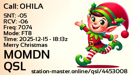 QSL Card for M0MDN QSO with OH1LA