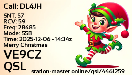 QSL Card for VE9CZ QSO with DL4JH