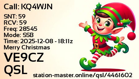 QSL Card for VE9CZ QSO with KQ4WJN