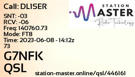 QSL Card for G7NFK QSO with DL1SER