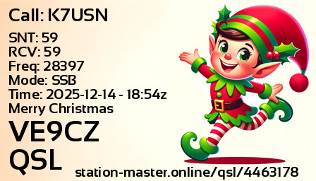 QSL Card for VE9CZ QSO with K7USN