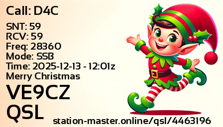 QSL Card for VE9CZ QSO with D4C
