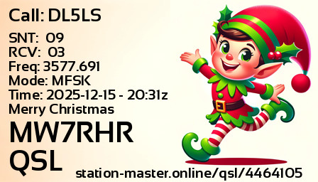 QSL Card for MW7RHR QSO with DL5LS
