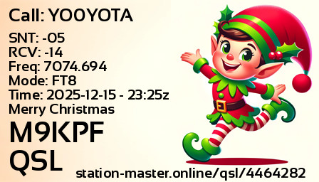 QSL Card for M9KPF QSO with YO0YOTA