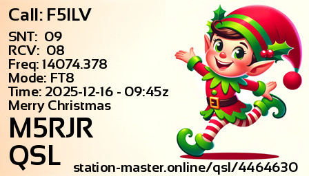 QSL Card for M5RJR QSO with F5ILV