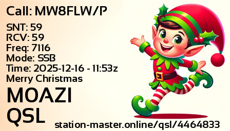QSL Card for M0AZI QSO with MW8FLW/P