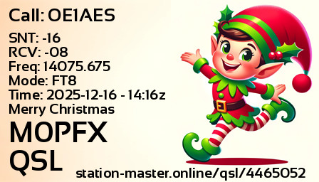 QSL Card for M0PFX QSO with OE1AES