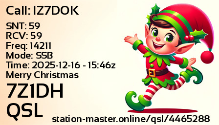 QSL Card for 7Z1DH QSO with IZ7DOK
