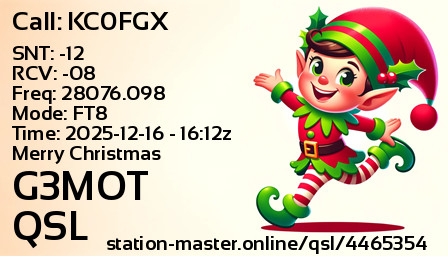 QSL Card for G3MOT QSO with KC0FGX