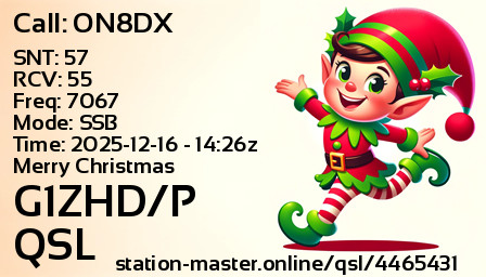 QSL Card for G1ZHD/P QSO with ON8DX