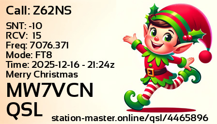 QSL Card for MW7VCN QSO with Z62NS