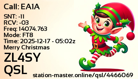 QSL Card for ZL4SY QSO with EA1A