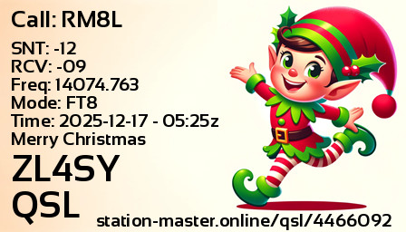 QSL Card for ZL4SY QSO with RM8L