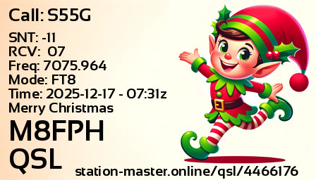 QSL Card for M8FPH QSO with S55G
