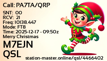 QSL Card for M7EJN QSO with PA7TA/QRP
