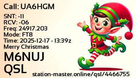 QSL Card for M6NUJ QSO with UA6HGM