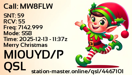 QSL Card for MI0UYD/P QSO with MW8FLW