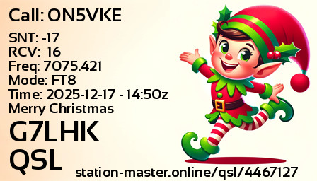 QSL Card for G7LHK QSO with ON5VKE