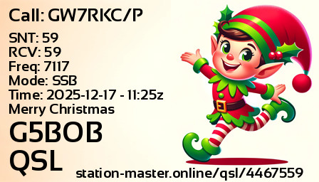 QSL Card for G5BOB QSO with GW7RKC/P
