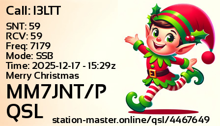 QSL Card for MM7JNT/P QSO with I3LTT