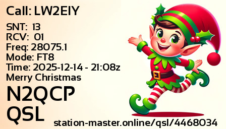 QSL Card for N2QCP QSO with LW2EIY