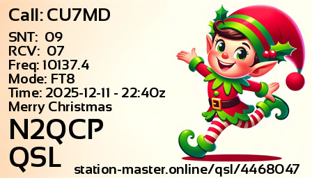 QSL Card for N2QCP QSO with CU7MD